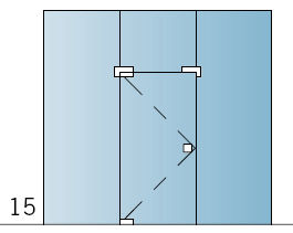 15 Tür zwischen durchgehenden Seitenteilen - Oberlicht nur über Tür
