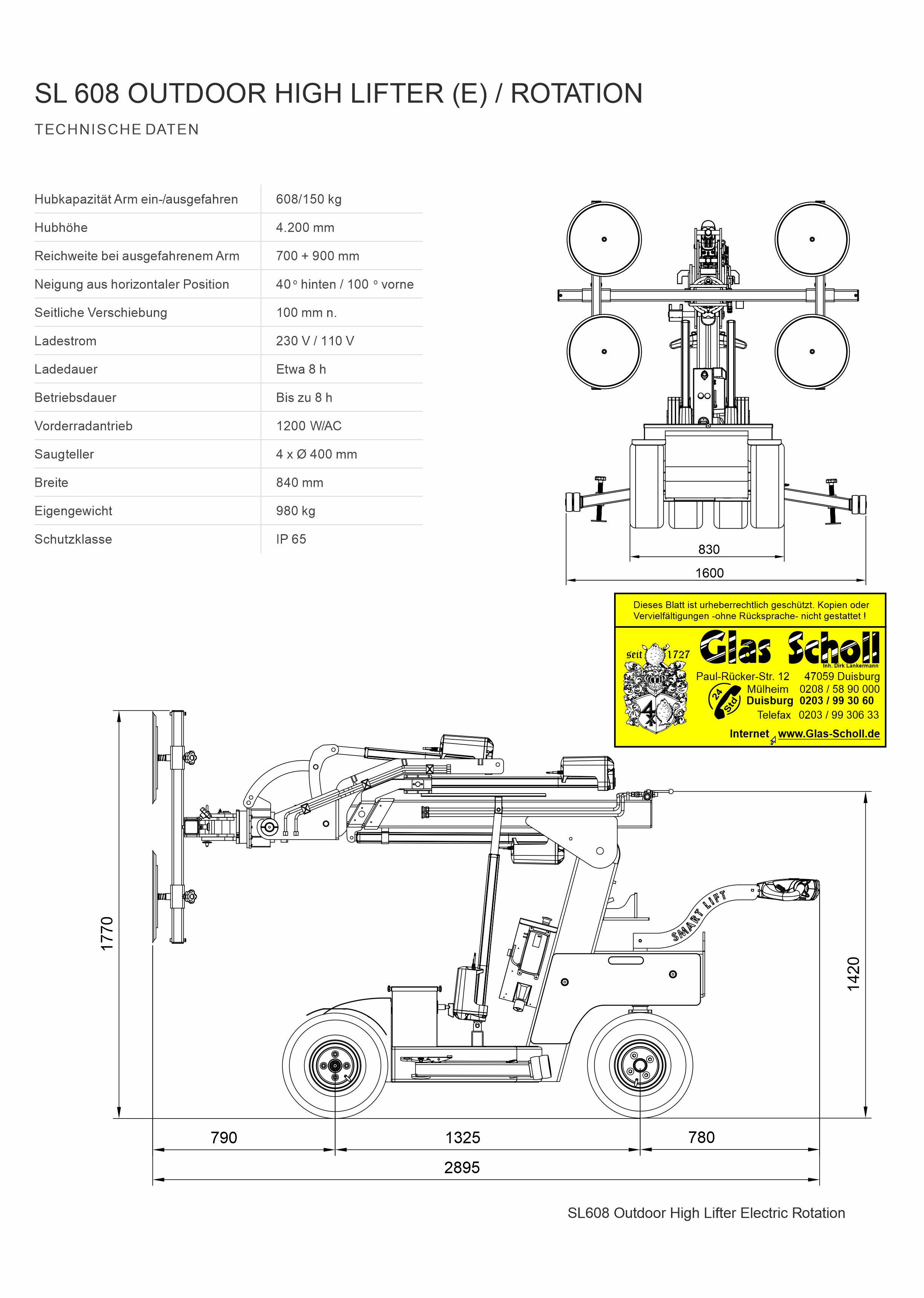 Sauganlage UPG-600-2 techn. Daten von Glas Scholl - Sauganlagenverleih